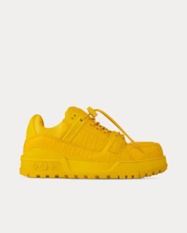 Baskets basses jaunes LV Trainer Maxi en cuir de veau imprimé alligator