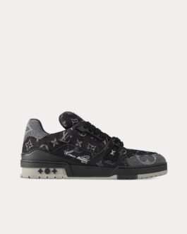 Baskets basses noires en denim LV Trainer Monogram