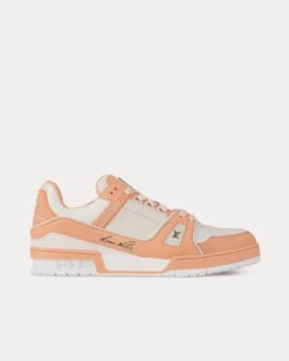 Baskets basses LV en nubuck et cuir de veau grainé orange