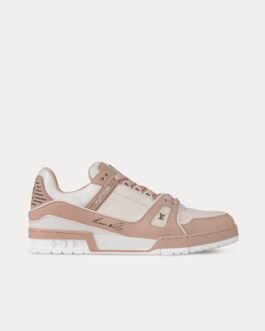 Baskets basses LV en nubuck et cuir de veau grainé rose