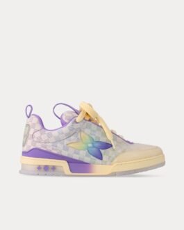 Baskets basses LV Skate « Gradient Monogram » en denim Damier dégradé violet