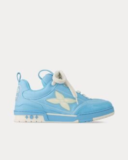 Baskets basses LV Skate en cuir de veau grainé bleu