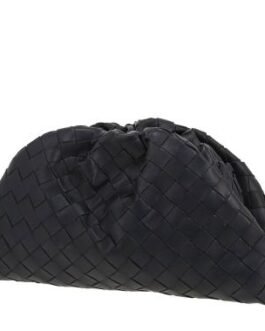 Pochette Bottega Veneta Pouch en cuir intrecciato bleu