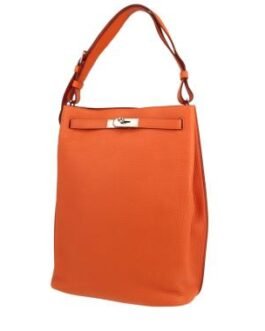 Sac à main Hermès So Kelly en cuir taurillon clémence orange