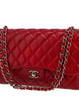 Sac bandoulière Chanel Timeless Jumbo en cuir matelassé bordeaux