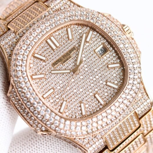 Patek Philippe Montre de luxe tout or sertie de cristaux – édition prestige incrustée intégrale