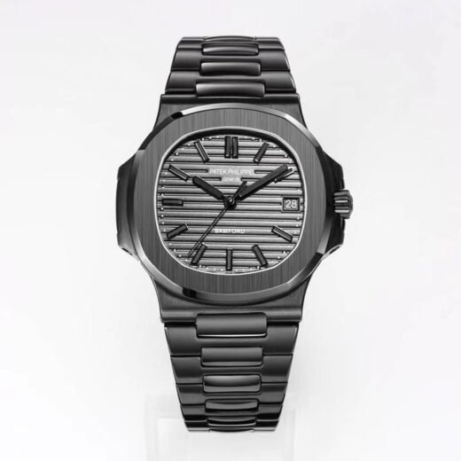 Patek Philippe Montre Nautilus Black Edition by Bamford – Acier Noir Mat & Cadran Gris Strié