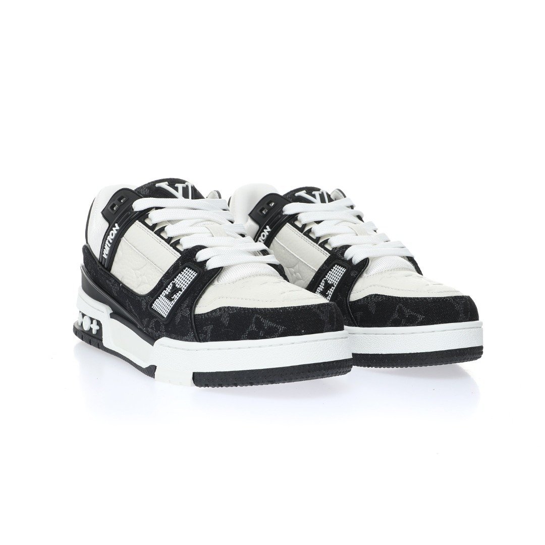 Louis Vuitton Trainer – Baskets basses monogram noires et blanches