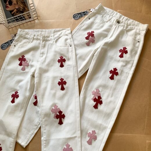 Chrome Hearts Jean décor croix appliquées