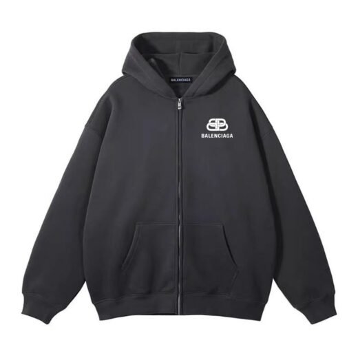Balenciaga Gilet zippé – coton premium, logo brodé BB