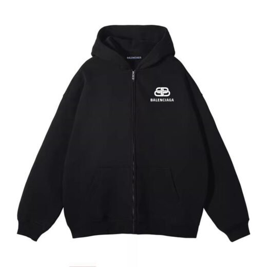 Balenciaga Gillet Sweat à capuche zippé logo BB