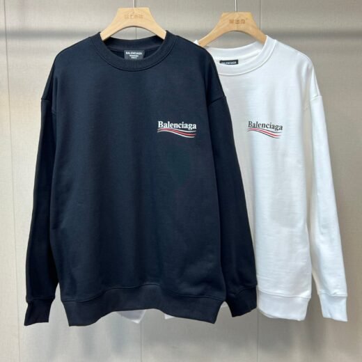 Balenciaga Pull Sweat Wardrobe Unisex Logo Wave – Noir ou Blanc, coton premium