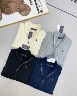 Pull col roulé Polo Ralph Lauren Homme | Maille torsadée élégante | Noir hiver 2025