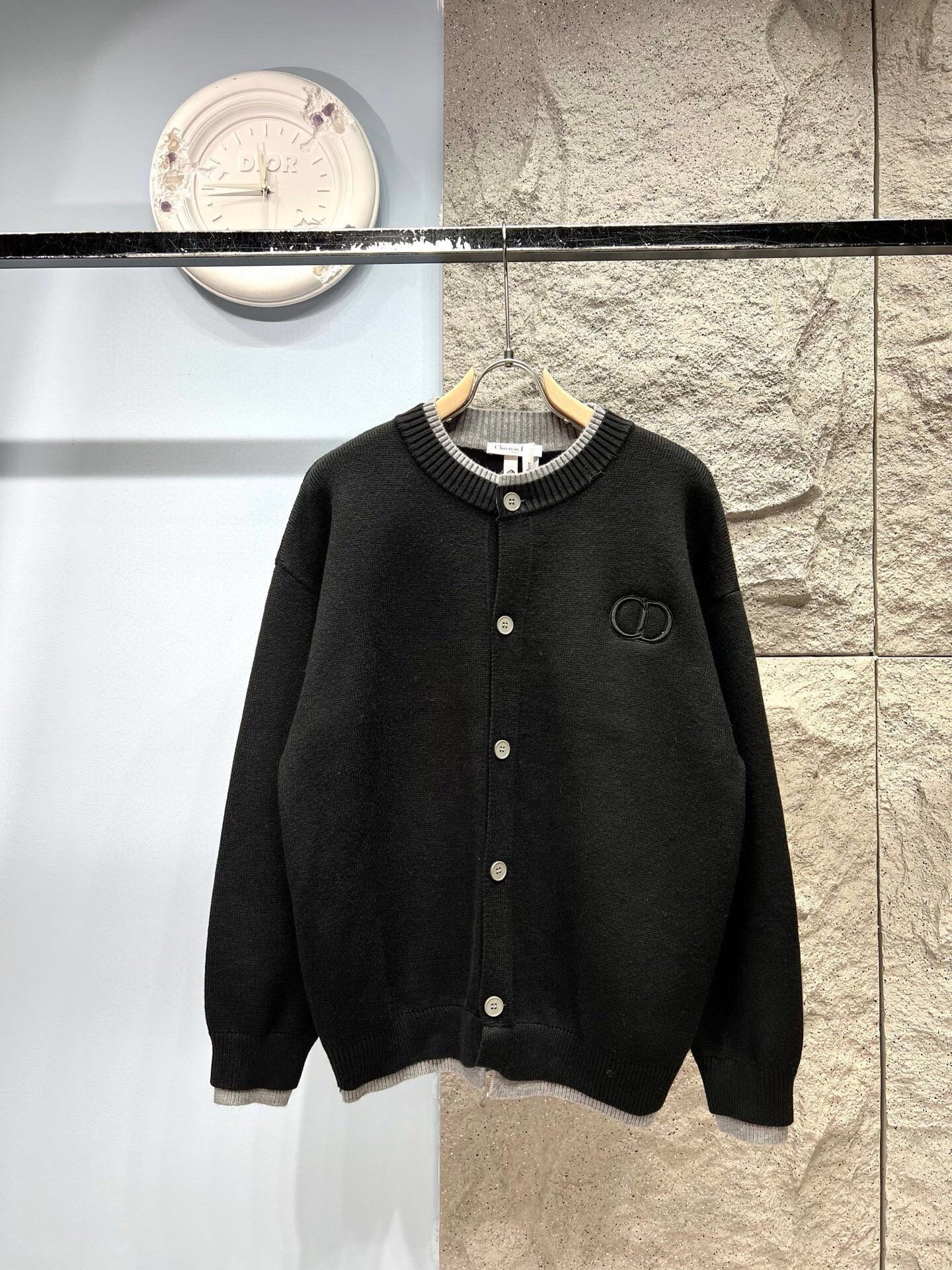 Dior Cardigan en maille fine à boutons – logo CD brodé