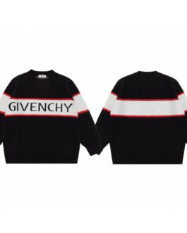 Pull en laine noir à bande logo contrastée Givenchy – Unisexe