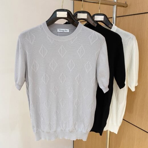 Dior Pull maille homme/femme – T-shirt manches courtes en tricot de luxe
