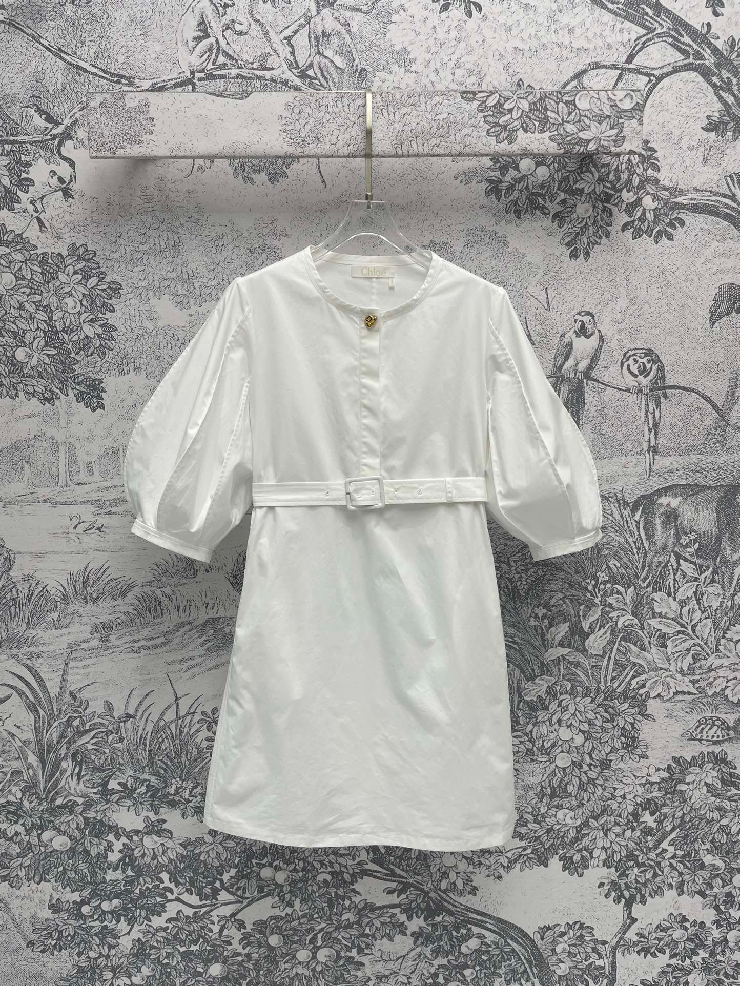 Chloé Robe courte en coton blanc avec ceinture