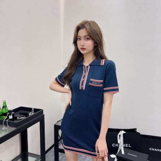 Gucci Robe courte tricolore à col polo