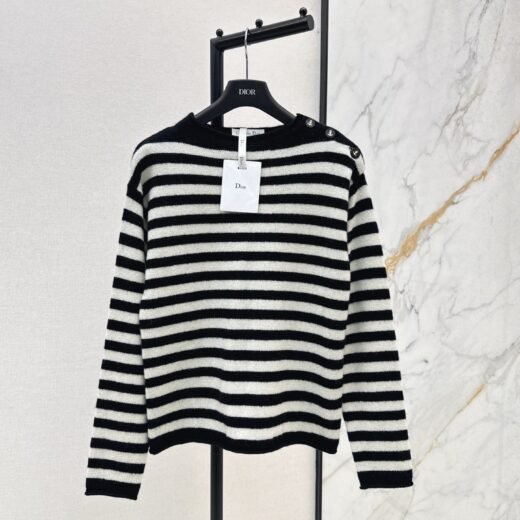 Dior Pull marinière à rayures noir et blanc – Style marin chic