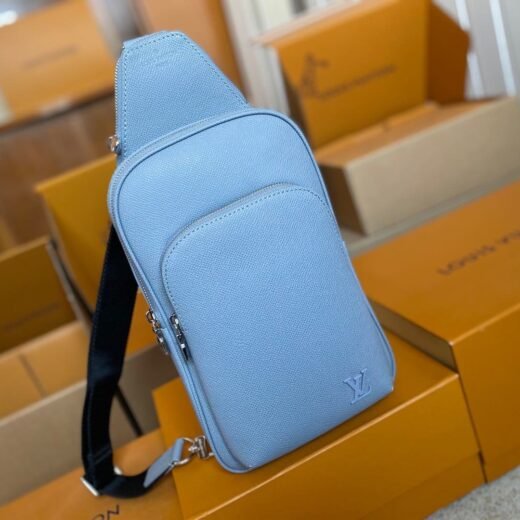 Louis Vuitton Sacoche bandoulière en cuir grainé – 3 coloris élégants (noir, damier, bleu clair)