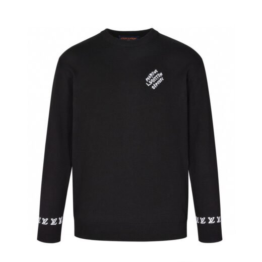Louis Vuitton Pull noir brodé Marque LV – Design minimaliste et élégant