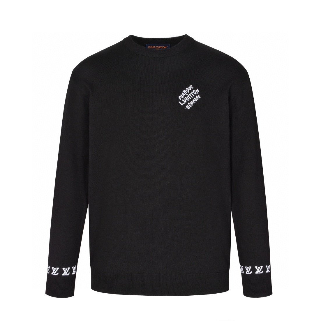 Louis Vuitton Pull noir brodé Marque LV – Design minimaliste et élégant