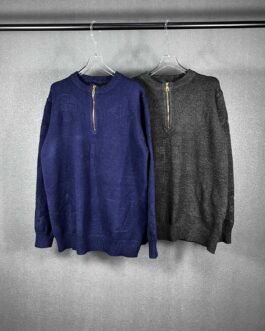 Pull Louis Vuitton à demi-fermeture zippée en laine – Monogramme ton sur ton