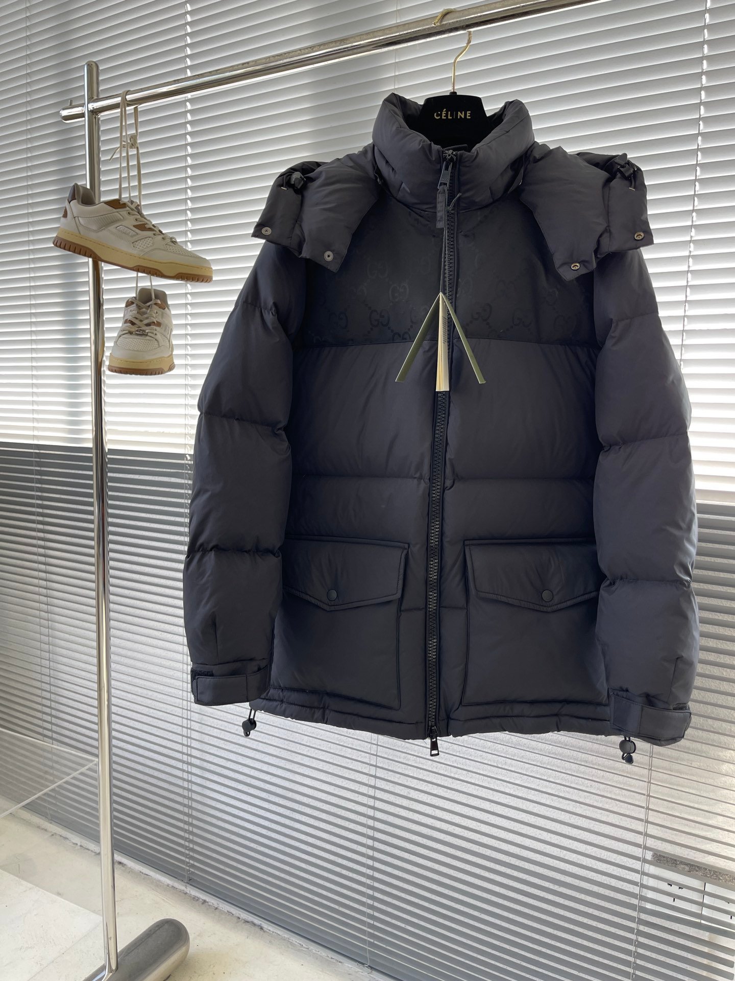 Gucci Doudoune matelassée GG noir – Capuche amovible