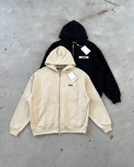 Gillet veste à capuche Jacquemus zippée – Beige & Noir