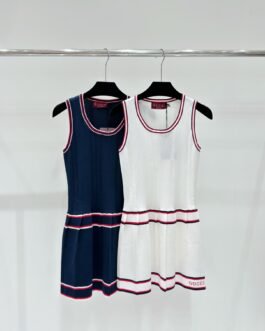 Robe sans manches Gucci en maille – Bleu marine ou blanc