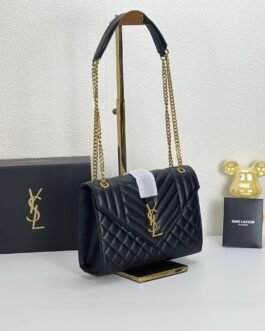 Sac Saint Laurent en cuir matelassé YSL doré