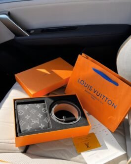 Ensemble ceinture et porte-feuille Louis Vuitton en cuir premium 80-120 cm