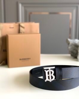 Ceinture Burberry noire avec détails argent et doré - Élégance durable