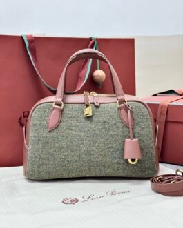 Sac Loro Piana – Élégance Intemporelle en Tweed et Cuir