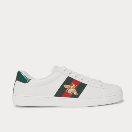 Gucci Baskets basses blanches en cuir brodé à finitions serpent d'eau Ace – 35
