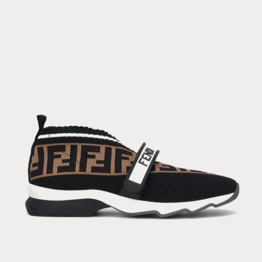 Fendi Baskets basses noires en maille Rockoko – 35