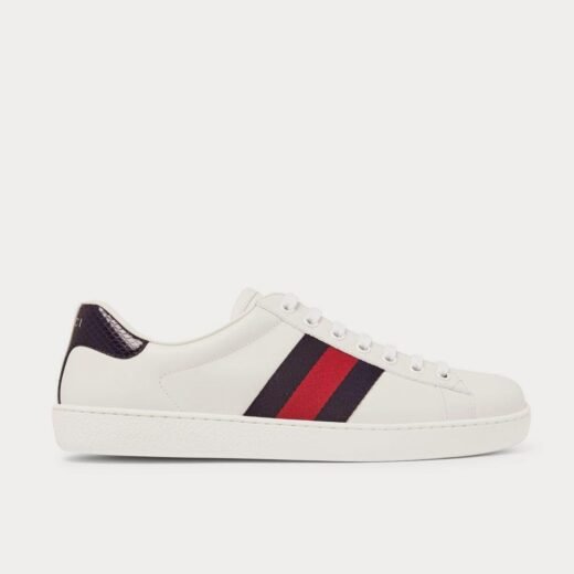 Gucci Baskets basses blanches en cuir à finitions serpent d'eau Ace – 35