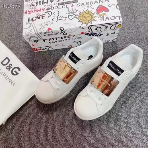 Dolce & Gabbana / Baskets chaussettes en cuir à logo – BLACK / UK-7