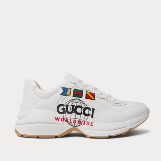 Gucci Baskets basses Rhyton en cuir blanc à imprimé logo – 35