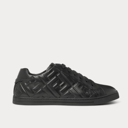 Fendi Baskets basses noires en cuir avec logo – 35