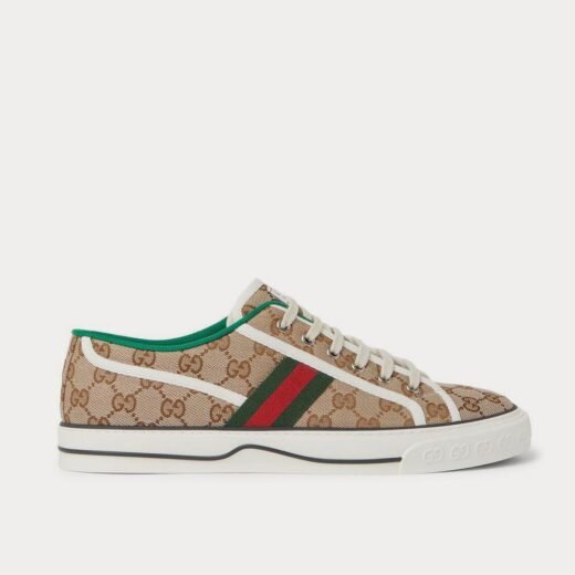 Gucci Baskets basses marron en toile jacquard avec logo Tennis 1977 – 35