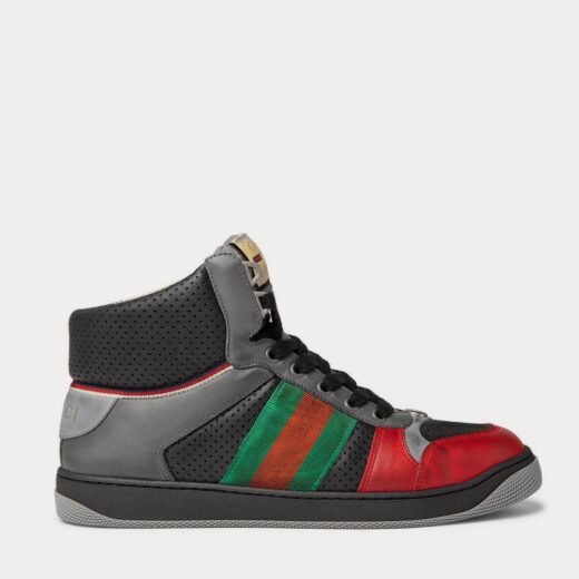 Gucci Baskets montantes noires en cuir vieilli à finitions en toile Screener – 35