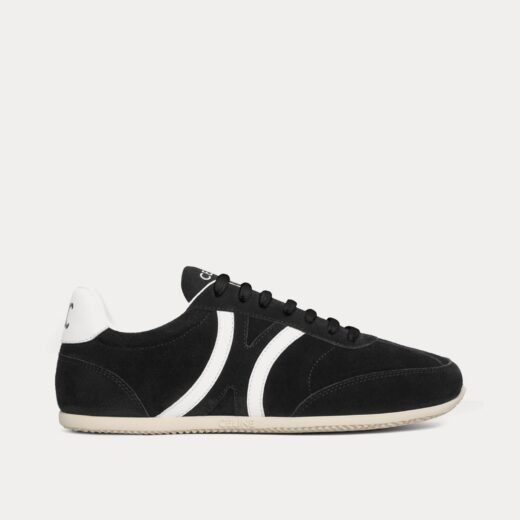 Celine Baskets basses Jogger avec signature Triomphe en cuir de veau suédé noir/blanc optique – 35