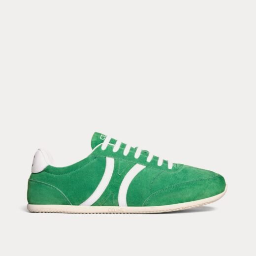 Celine Baskets basses Jogger avec signature Triomphe en cuir de veau suédé vert/blanc optique – 35