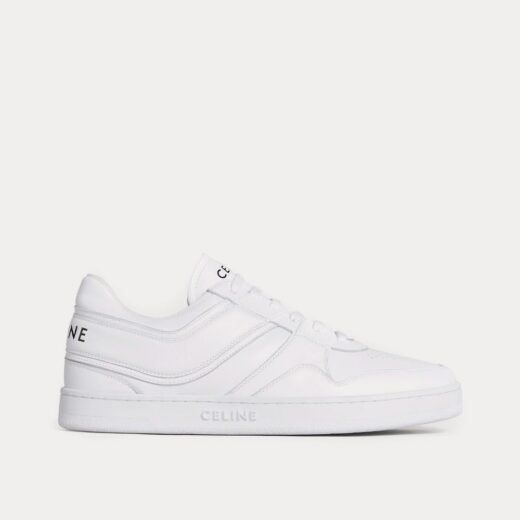 Celine Baskets basses à lacets en cuir de veau blanc optique – 35