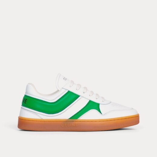 Celine Baskets basses à lacets blanc optique / vert flash / beige – 35