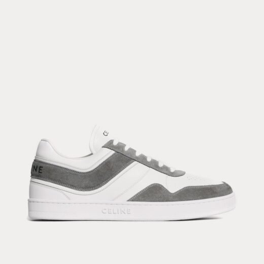 Celine Baskets basses à lacets en daim et cuir de veau gris/blanc optique – 35