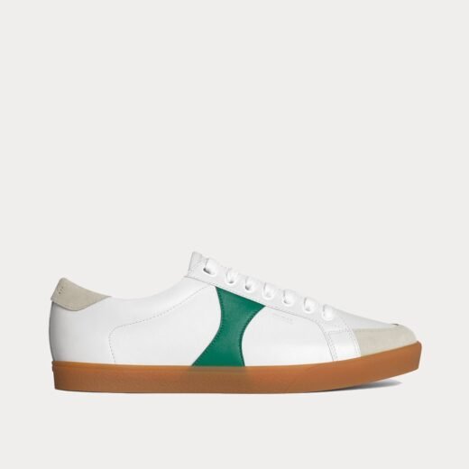 Celine Baskets basses à lacets Triomphe blanches et vertes – 35