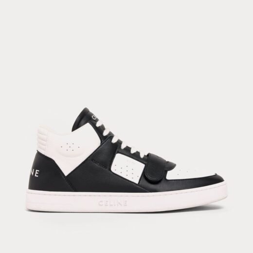 Celine Baskets montantes CT-02 Mid Scratch en cuir de veau blanc/noir – 35