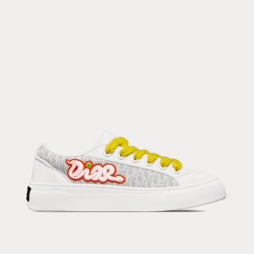 Dior Baskets basses x Kaws B33 en cuir de veau et toile Dior Oblique blanc/gris – 35